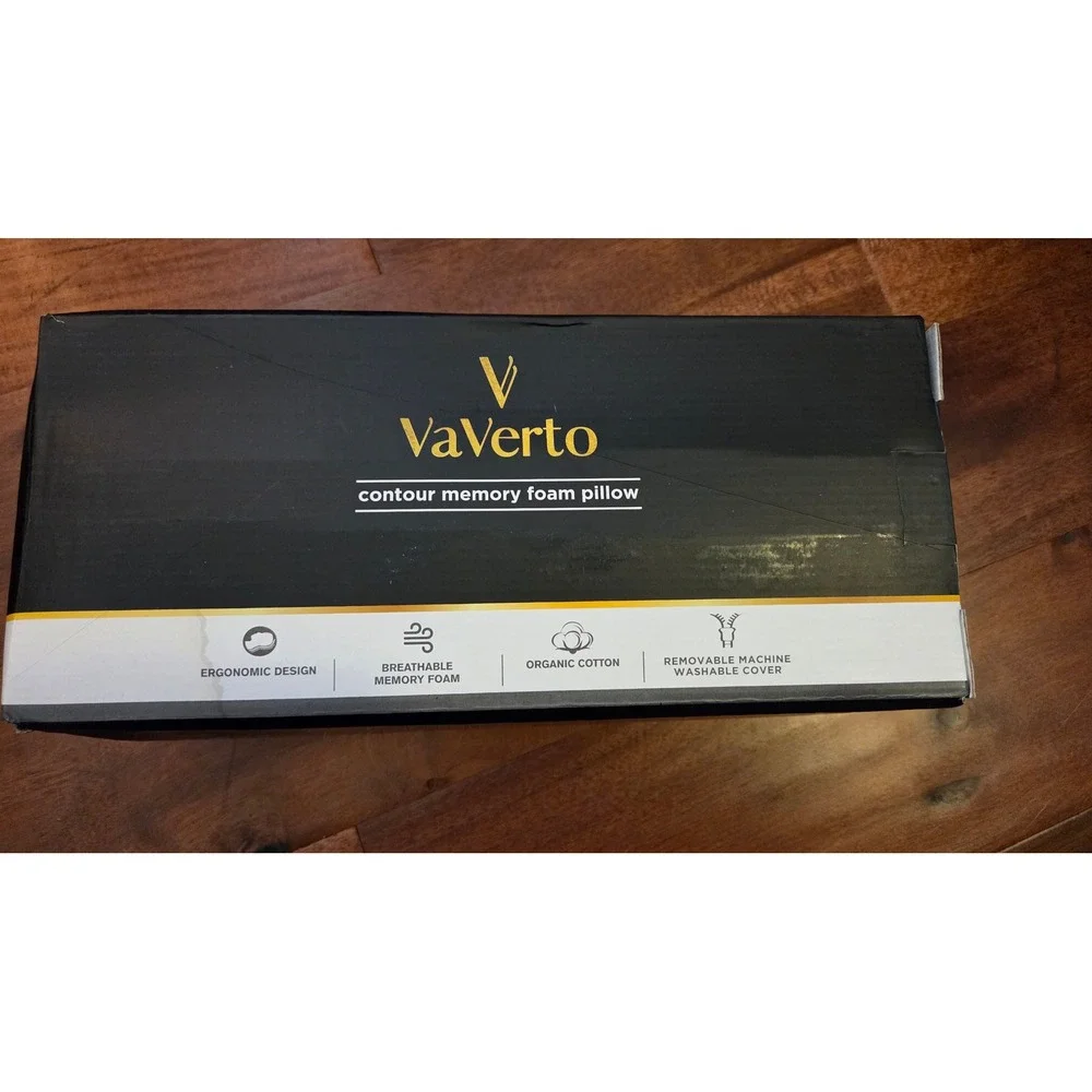 VaVerto Contour Memory Foam Pillow Organic‎ Cotton Cover Ergonomic Support New